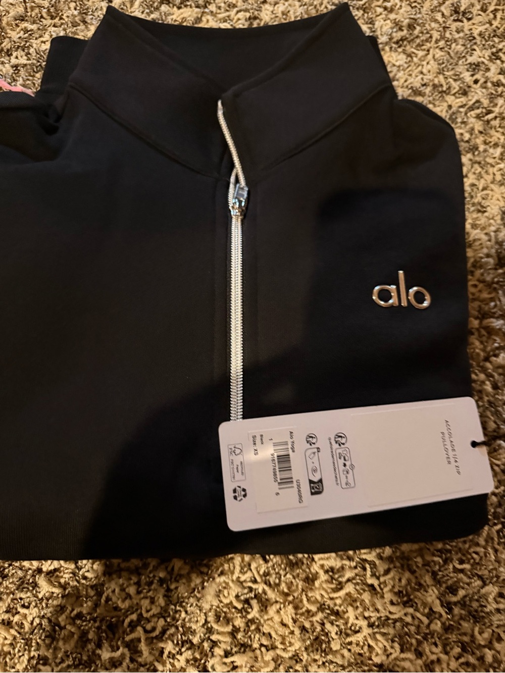 Alo Yoga Accolade 1/4 Zip Pullover Black XS NWT
